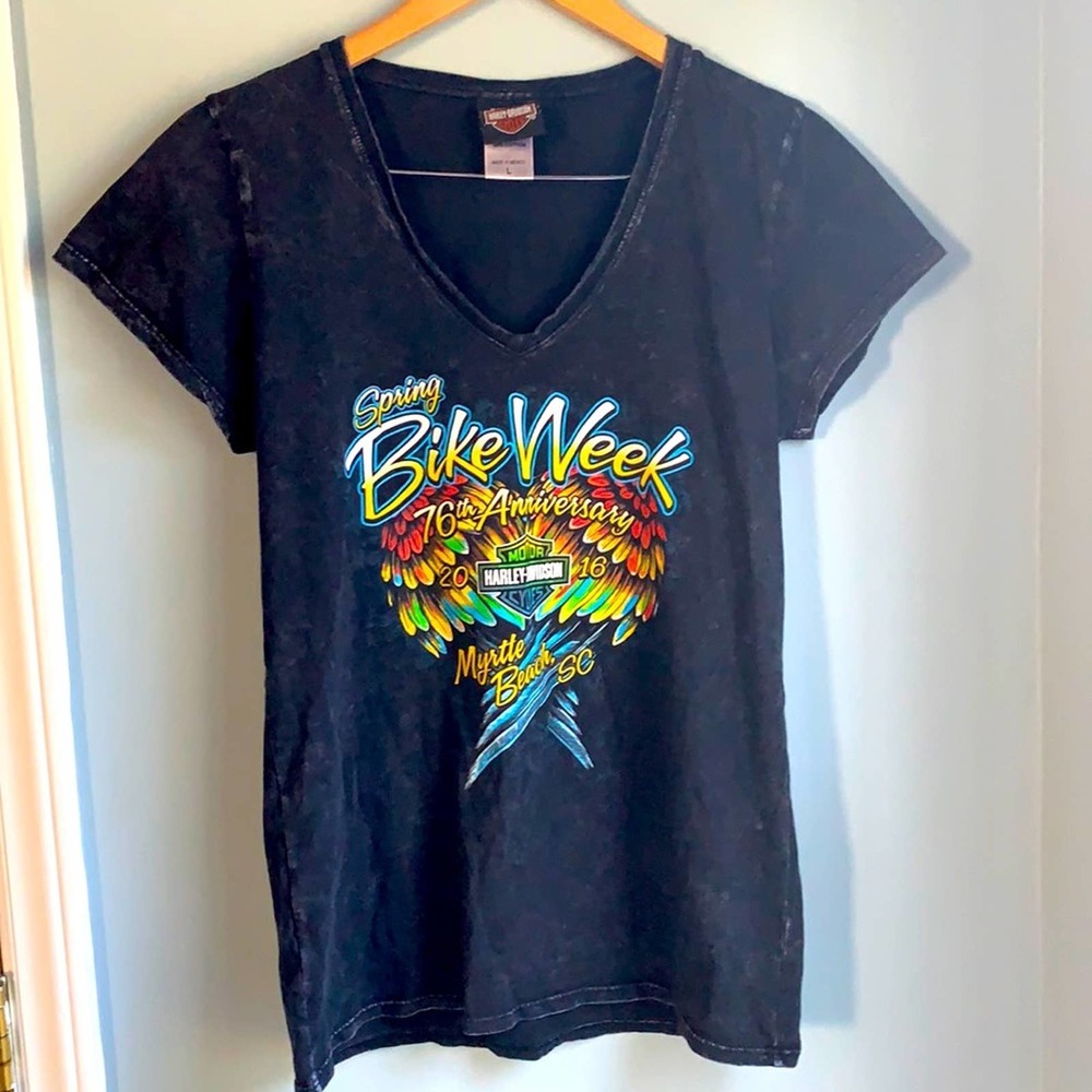 Harley Davidson Distressed Bike Week Graphic Tee L